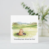 Groundhog Day Golfer Winter Golf Holiday Feestdagenkaart (Staand voorkant)