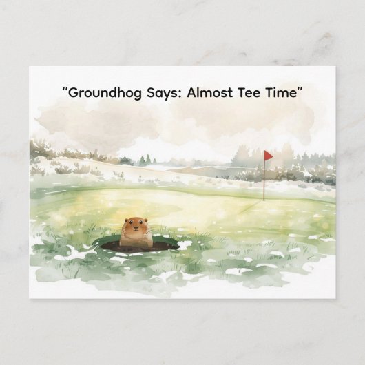 Groundhog Day Golfer Winter Golf Holiday Feestdagenkaart (Voorkant)