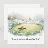 Groundhog Day Golfer Winter Golf Holiday Feestdagenkaart (Voorkant / Achterkant)