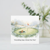Groundhog Day Golfer Winter Golf Holiday Feestdagenkaart (Staand voorkant)