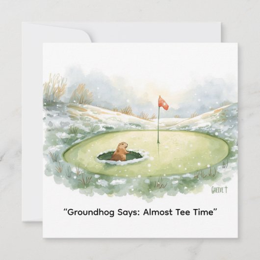 Groundhog Day Golfer Winter Golf Holiday Feestdagenkaart (Voorkant)
