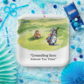 Groundhog Day Golfer Winter Golf Holiday Papieren Bordje (Feest)