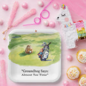 Groundhog Day Golfer Winter Golf Holiday Papieren Bordje (Feest)