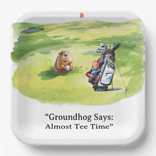 Groundhog Day Golfer Winter Golf Holiday Papieren Bordje (Voorkant)