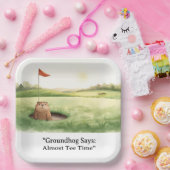 Groundhog Day Golfer Winter Golf Holiday Papieren Bordje (Feest)