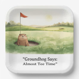 Groundhog Day Golfer Winter Golf Holiday Papieren Bordje
