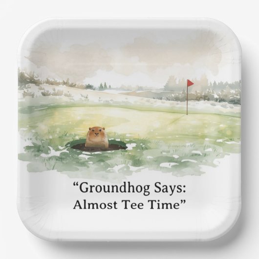 Groundhog Day Golfer Winter Golf Holiday Papieren Bordje (Voorkant)