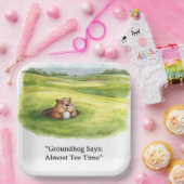 Groundhog Day Golfer Winter Golf Holiday Papieren Bordje (Feest)