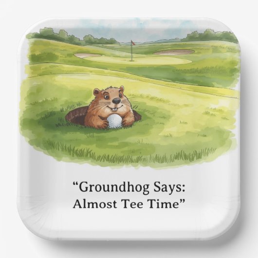 Groundhog Day Golfer Winter Golf Holiday Papieren Bordje (Voorkant)