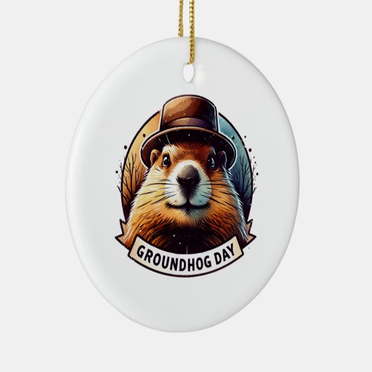Groundhog Day, Groundhog Keramisch Ornament (Rechts)