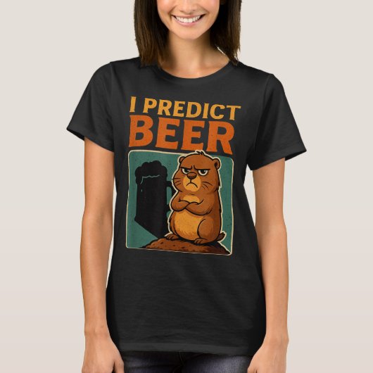 Groundhog Day Ik voorspel bier Grumpy Groundhog Hu T-shirt (Voorkant)
