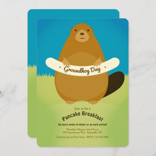 Groundhog Day Invitation Kaart (Voorkant / Achterkant)