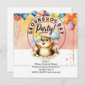 Groundhog Day Invitation Kaart - Vier het met plez (Voorkant / Achterkant)