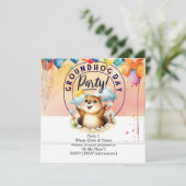 Groundhog Day Invitation Kaart - Vier het met plez (Staand voorkant)