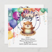 Groundhog Day Invitation Kaart - Vier het met plez (Voorkant / Achterkant)