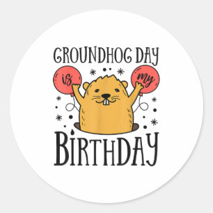 Groundhog Day Is Mijn Verjaardag Funny Retro 80s F Ronde Sticker