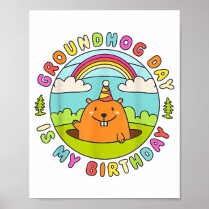 Groundhog Day is mijn verjaardag Retro Feesthoed 6 Poster