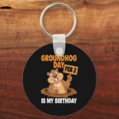 Groundhog Day Is My Birthday February 2nd _1  Sleutelhanger (Voorkant)