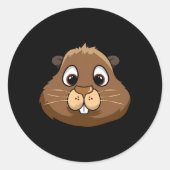 Groundhog Day Knaagdier Head Face Kostuum Schattig Ronde Sticker (Voorkant)