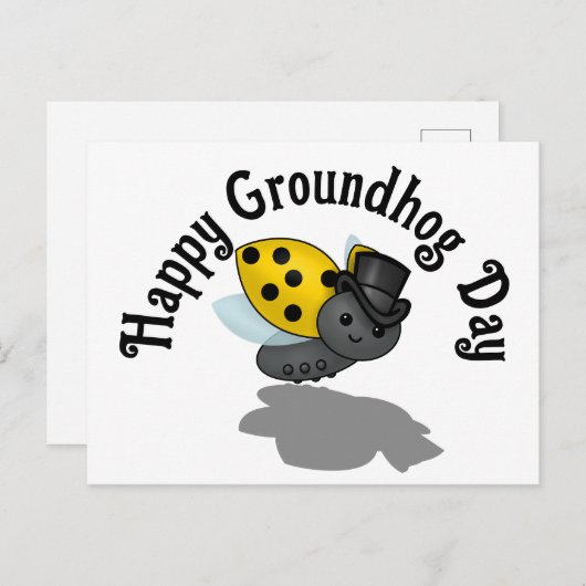 Groundhog Day Ladybug T-Shirt Briefkaart (Voorkant / Achterkant)