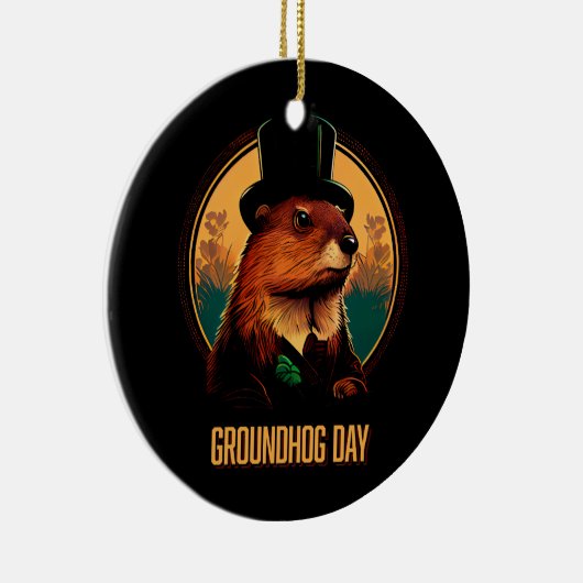 Groundhog Day met Phil Keramisch Ornament (Rechts)