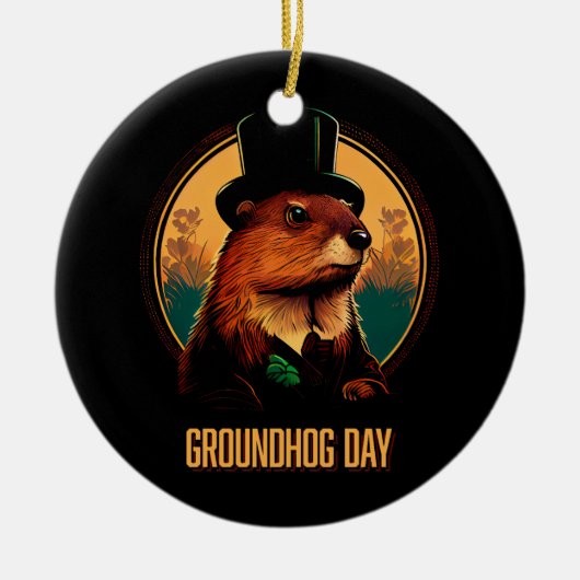 Groundhog Day met Phil Keramisch Ornament (Voorkant)