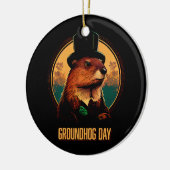 Groundhog Day met Phil Keramisch Ornament (Links)