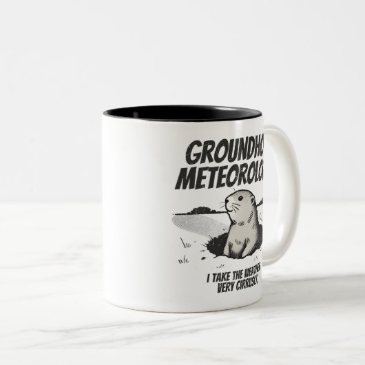 Groundhog Day-meteorologie Tweekleurige Koffiemok (Voorkant rechts)