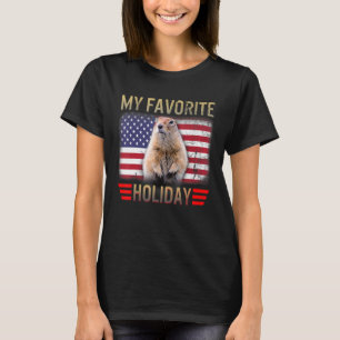 Groundhog Day My Favorite Holiday USA Flag Cute Wo T-shirt