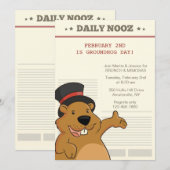 Groundhog Day Nooz-uitnodiging Kaart (Voorkant / Achterkant)