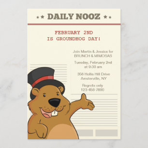 Groundhog Day Nooz-uitnodiging Kaart