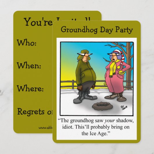 Groundhog Day Party Humoureuze uitnodigingen (Voorkant / Achterkant)