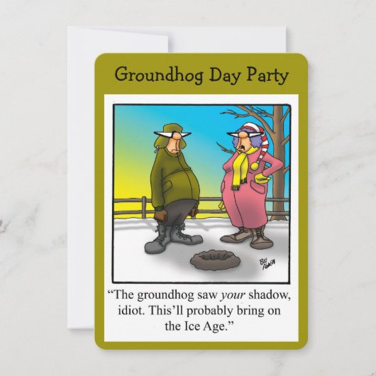 Groundhog Day Party Humoureuze uitnodigingen (Voorkant)