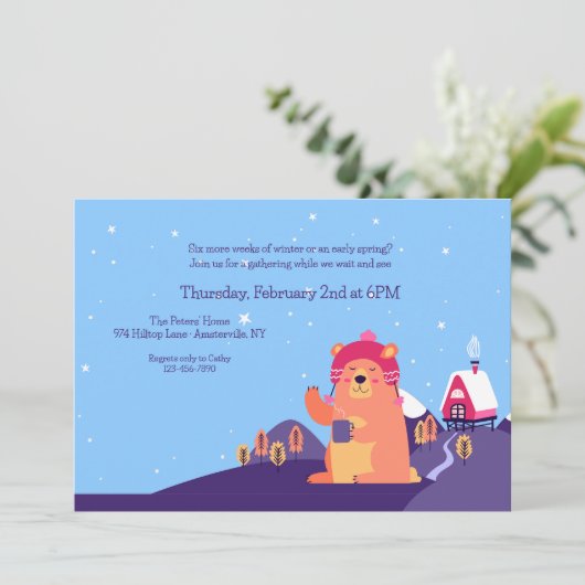 Groundhog Day Party Invitation Kaart (Staand voorkant)