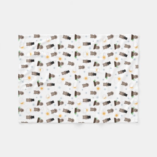 Groundhog Day-patroon Fleece Deken (Voorkant (Horizontaal))