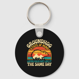 Groundhog Day Retro Zonsondergang Sarcasme Grappig Sleutelhanger