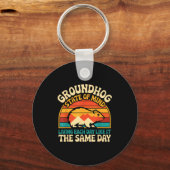 Groundhog Day Retro Zonsondergang Sarcastisch Grap Sleutelhanger (Voorkant)