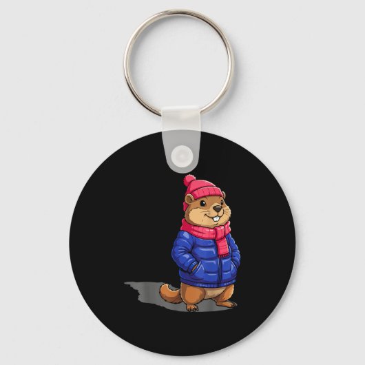 Groundhog Day Schaduw Grappige Groundhog Day Verja Sleutelhanger (Voorkant)