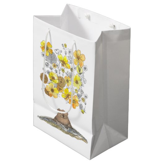 Groundhog Day Spring Waterverf Gift Bag Medium Cadeauzakje (Voorkant Gekanteld)