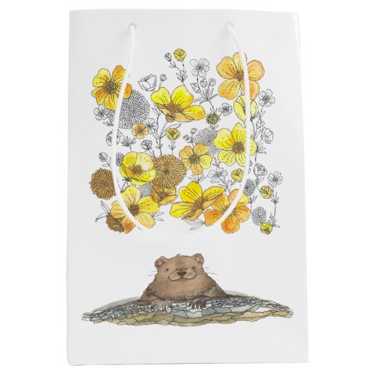 Groundhog Day Spring Waterverf Gift Bag Medium Cadeauzakje (Voorkant)