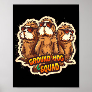 Groundhog Day-team Funny Lente Februari Punxsuta Poster