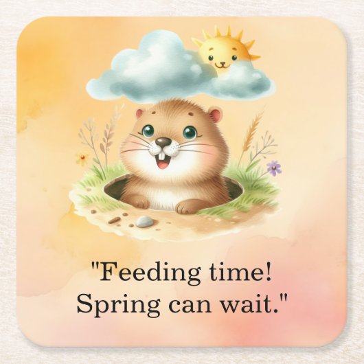 Groundhog Day-thema papier borden Kartonnen Onderzetters (Voorkant)