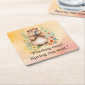 Groundhog Day-thema papier borden Kartonnen Onderzetters (Schuin)