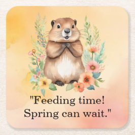 Groundhog Day-thema papier borden Kartonnen Onderzetters