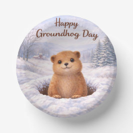 Groundhog Day-themed paper plates Papieren Kommen