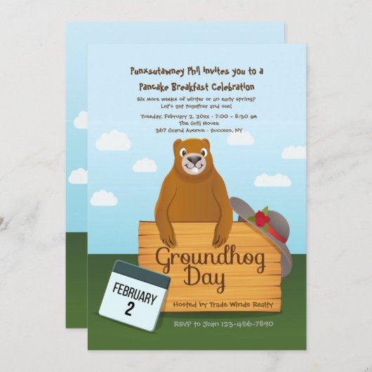 Groundhog Day-uitnodigingen Kaart (Voorkant / Achterkant)