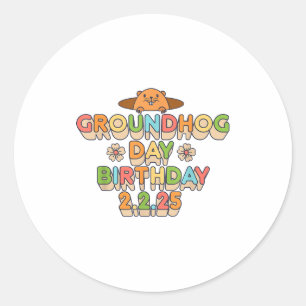 Groundhog Day Verjaardag Jongen Meisje Mannen Vrou Ronde Sticker