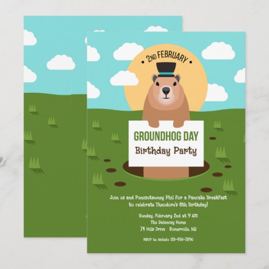 Groundhog Day verjaardagsfeestje Kaart (Voorkant / Achterkant)