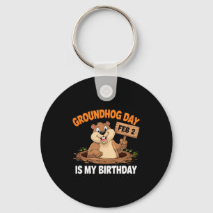 Groundhog Day Verjaardagsviering Vakantie Humor Sleutelhanger
