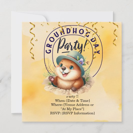 Groundhog Day vieren met plezier Save The Date (Voorkant)